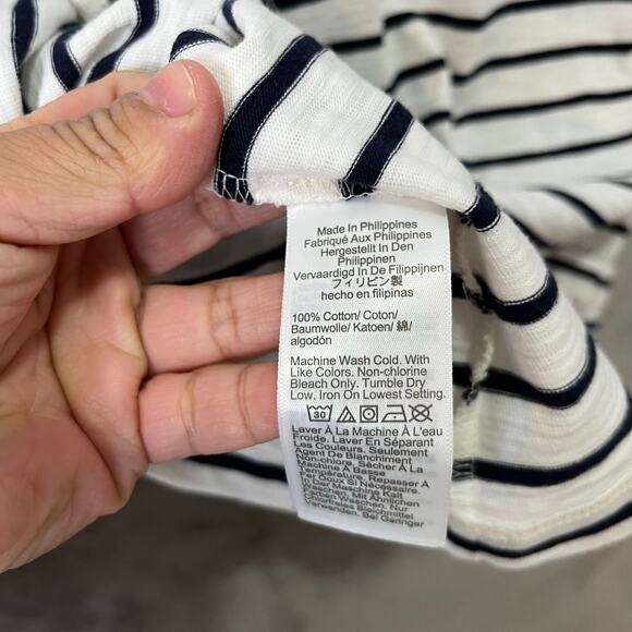 J.Crew Striped Girlfriend V-neck Tee White Navy Size 2X Cotton Nautical New - Picture 3 of 6